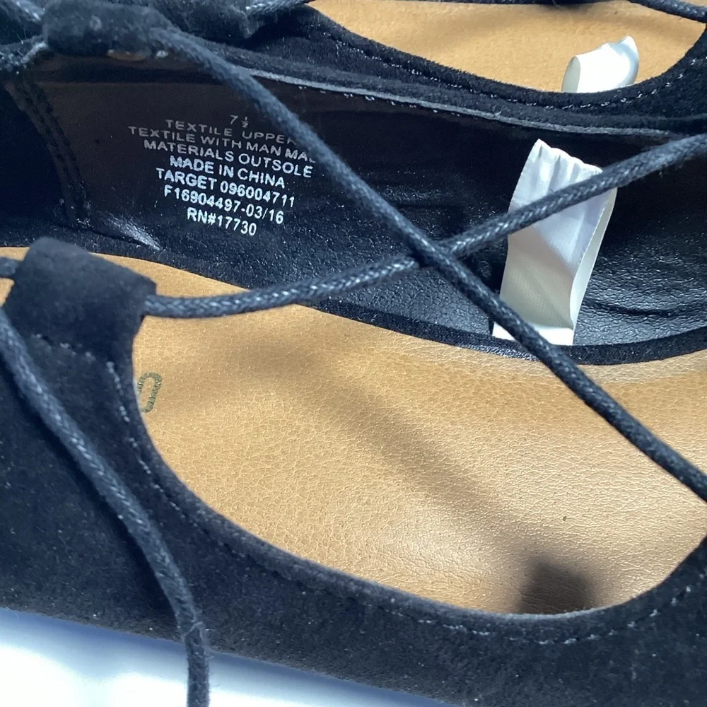 Mossimo Black Tie Up Flats - Style Kady - Size 7.5